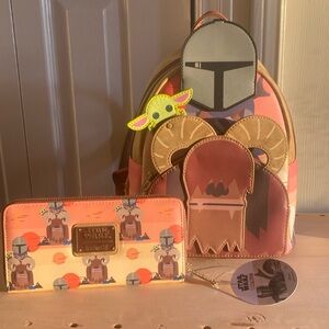 Loungefly Star Wars Backpack and Wallet Set - Pink and Brown